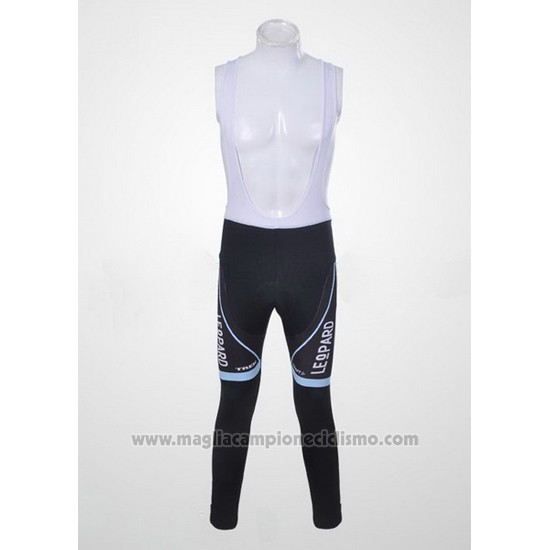 2011 Abbigliamento Ciclismo Trek Leqpard Nero e Celeste Manica Lunga e Salopette